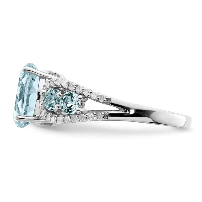 Sterling Silver Rhodium Diamond u0026 Sky Blue Topaz Ring Goldia Rings