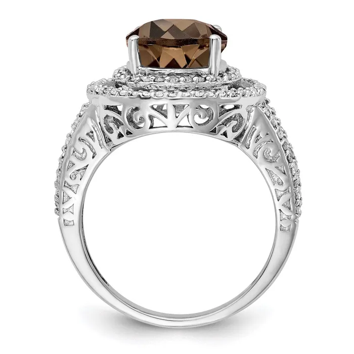 Sterling Silver Rhodium Diamond u0026 Smoky Quartz Ring Goldia Rings