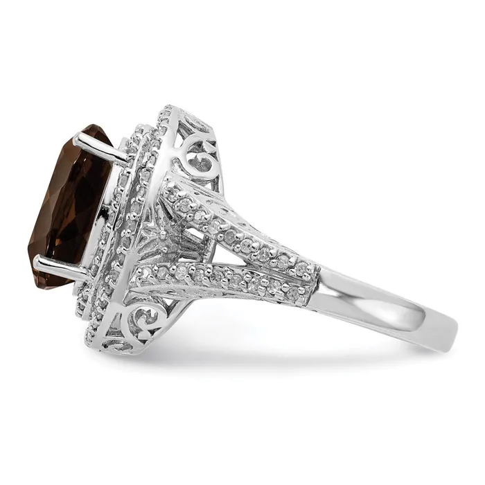 Sterling Silver Rhodium Diamond u0026 Smoky Quartz Ring Goldia Rings