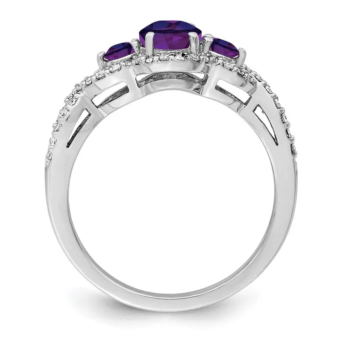 Sterling Silver Rhodiumplated Amethyst u0026 Diamond Ring Goldia Rings