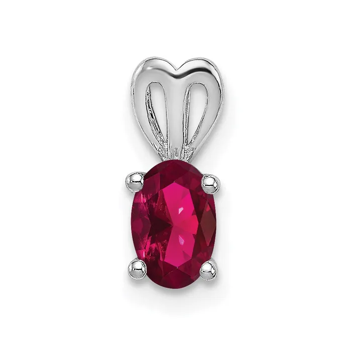 Sterling Silver Rhodiumplated Created Ruby Pendant Goldia Necklaces