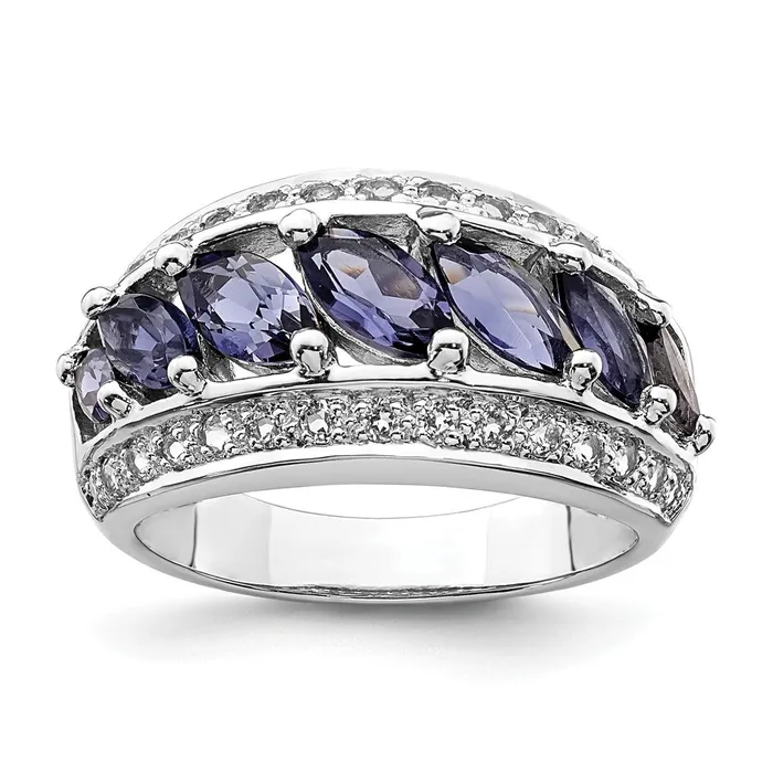Sterling Silver Rhodiumplated Marquise IoliteWht Topaz 7stone Ring Goldia Rings Sterling Silver Rhodiumplated Marquise IoliteWht Topaz 7stone Ring Goldia Rings