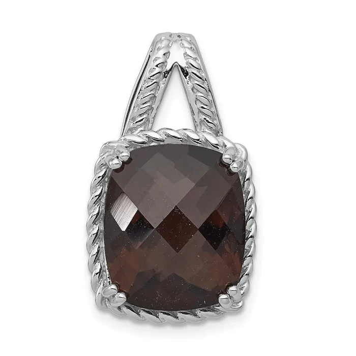 Sterling Silver Rhodiumplated Smoky Quartz Pendant Goldia Necklaces