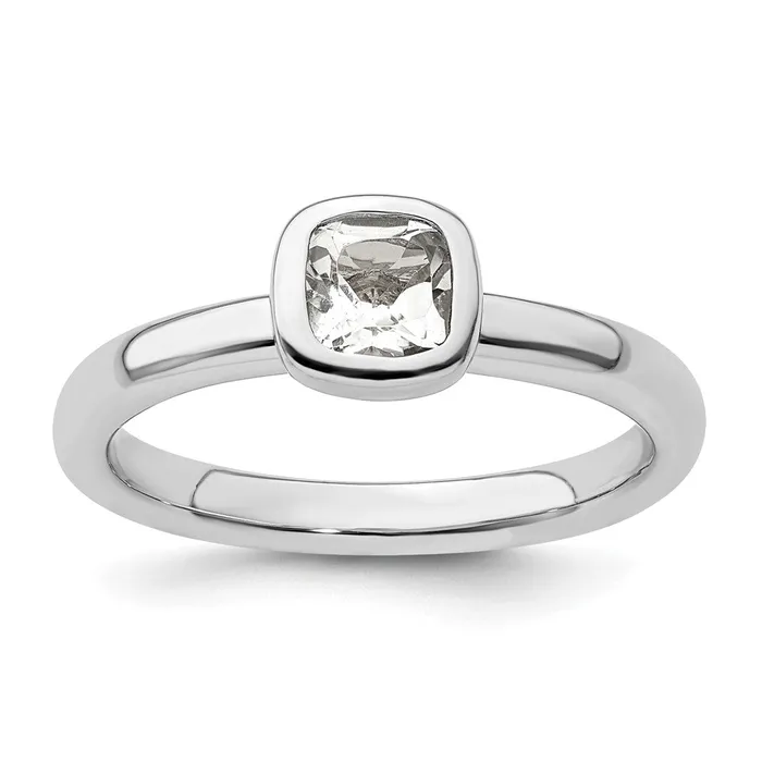 Sterling Silver Stackable Expressions Cushion Cut White Topaz Ring Goldia Rings Sterling Silver Stackable Expressions Cushion Cut White Topaz Ring Goldia Rings