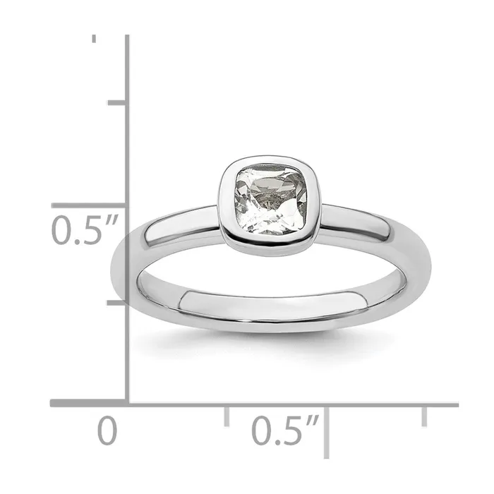 Sterling Silver Stackable Expressions Cushion Cut White Topaz Ring Goldia Rings