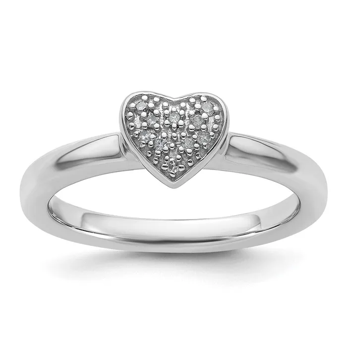 Sterling Silver Stackable Expressions Heart Diamond Ring Goldia Rings