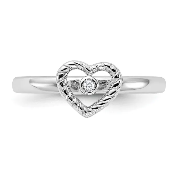 Sterling Silver Stackable Expressions Heart Diamond Ring Goldia Rings