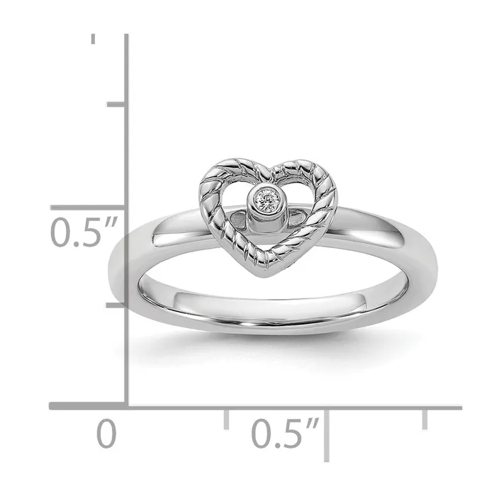 Sterling Silver Stackable Expressions Heart Diamond Ring Goldia Rings