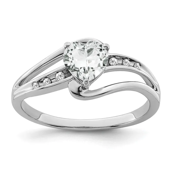 Sterling Silver White Topaz and Diamond Ring Goldia Rings