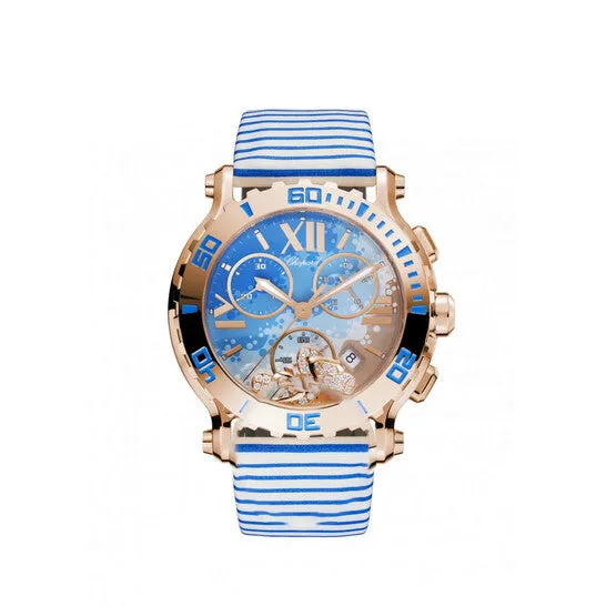 Watches JMS always Original Chopard Happy Sport Chrono Beach Motif Dial 18kt Rose Gold Ladies Watch 2835815011 Watches JMS always Original Chopard Happy Sport Chrono Beach Motif Dial 18kt Rose Gold Ladies Watch 2835815011
