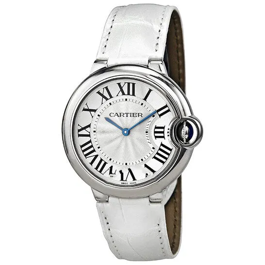 Watches Original Cartier Ballon Bleu Silver Dial White Leather Ladies Watch W6920087 JMS always Watches Original Cartier Ballon Bleu Silver Dial White Leather Ladies Watch W6920087 JMS always