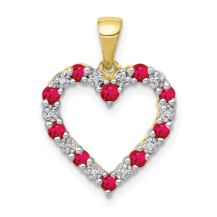 10k Diamond and 35 Ruby Heart Pendant TreasureFineJewelers Necklaces