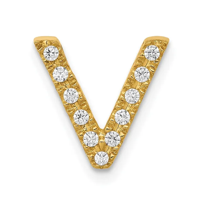 10k Yellow Gold Diamond Letter V Initial Charm TreasureFineJewelers Charm Necklaces 10k Yellow Gold Diamond Letter V Initial Charm TreasureFineJewelers Charm Necklaces