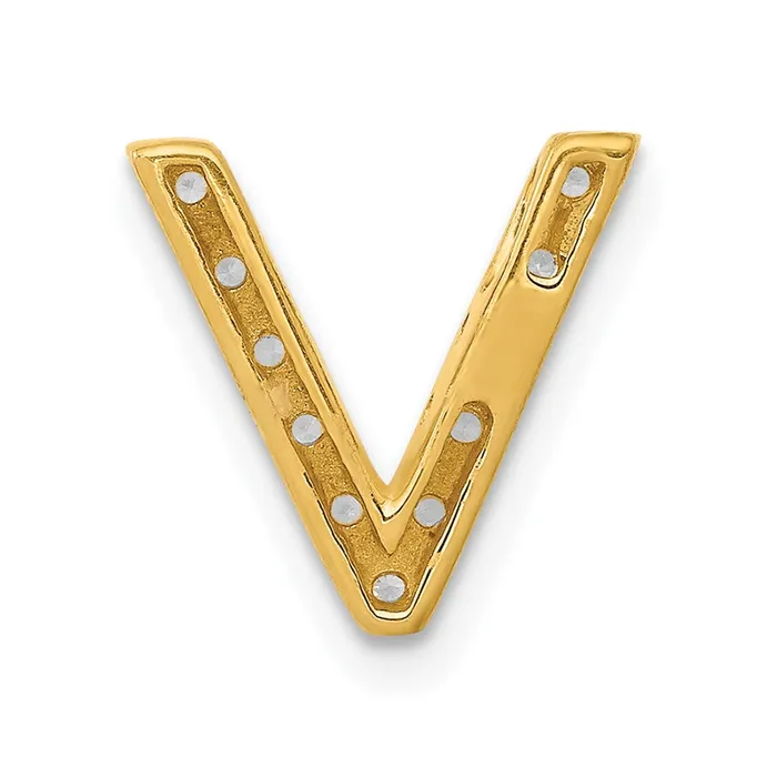 10k Yellow Gold Diamond Letter V Initial Charm TreasureFineJewelers Charm Necklaces