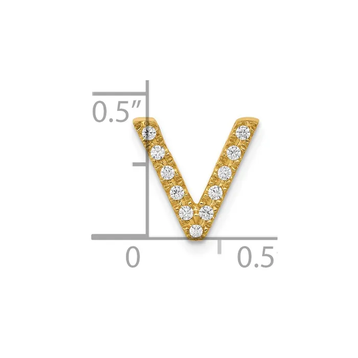 10k Yellow Gold Diamond Letter V Initial Charm TreasureFineJewelers Charm Necklaces