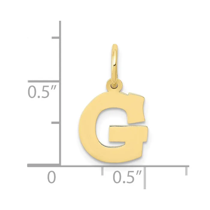 10k Yellow Gold Small Block Initial G Charm TreasureFineJewelers Charm Necklaces