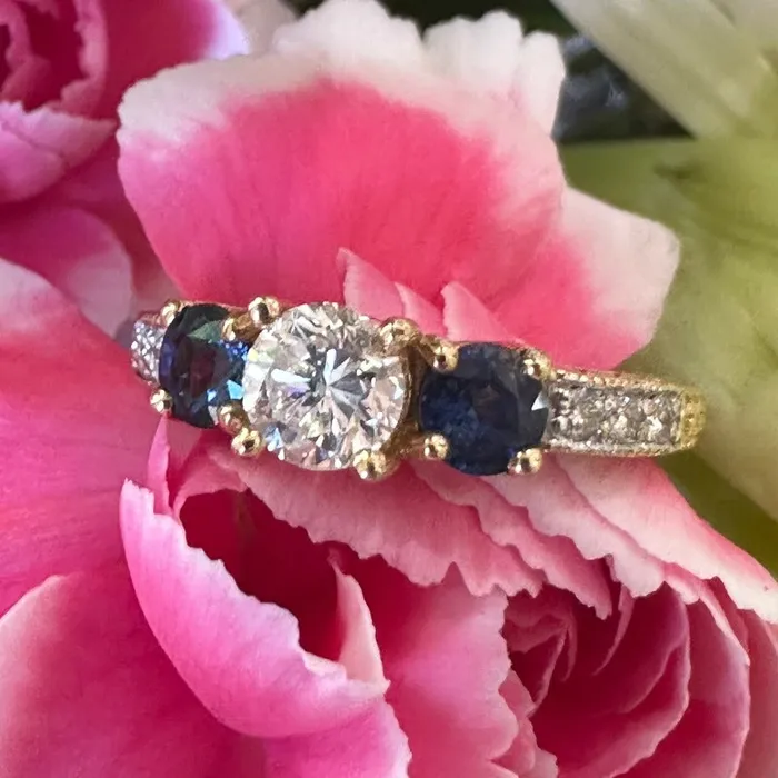 14 Karat Yellow Gold Diamond Sapphire Ring 10000189 ONeills Estate Jewelry Rings 14 Karat Yellow Gold Diamond Sapphire Ring 10000189 ONeills Estate Jewelry Rings