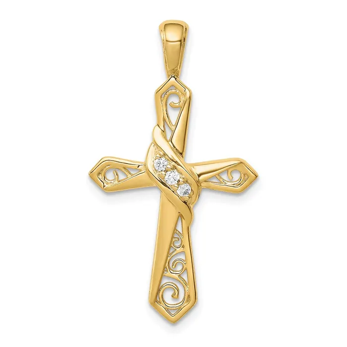 14k 120ct Diamond Cross Pendant TreasureFineJewelers Necklaces