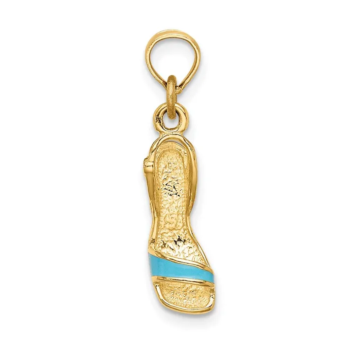 14K 3D Aqua Enamel Open Toe High Heel Charm TreasureFineJewelers Charm Necklaces