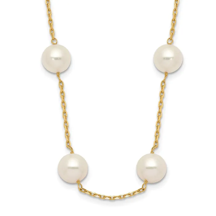 14K 89mm White Gold Round Freshwater Cultured Pearl 14station Necklace TreasureFineJewelers Necklaces 14K 89mm White Gold Round Freshwater Cultured Pearl 14station Necklace TreasureFineJewelers Necklaces