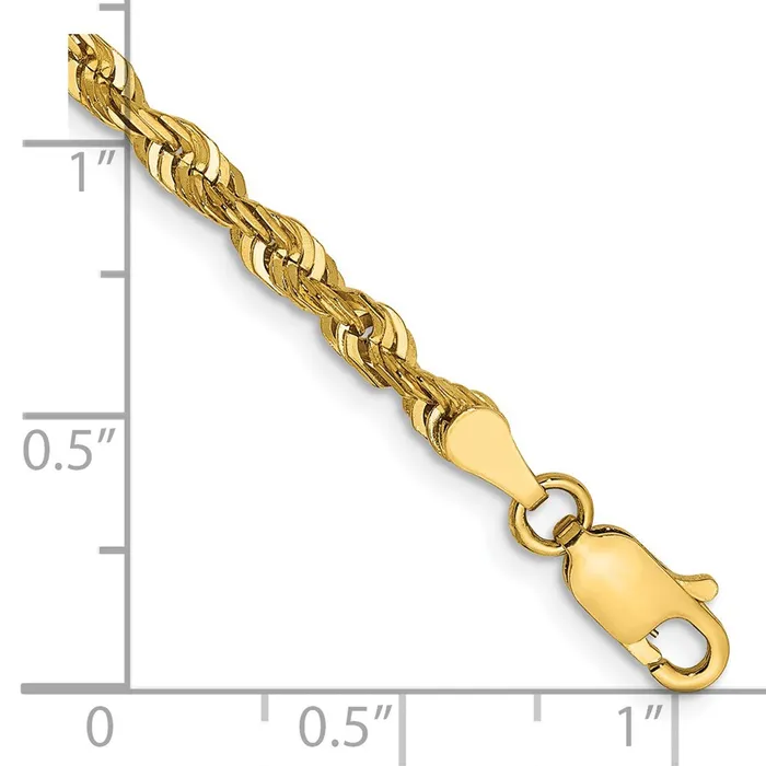 14K 8 inch 4mm Extra Light Diamondcut Rope with Lobster Clasp Chain TreasureFineJewelers Necklaces