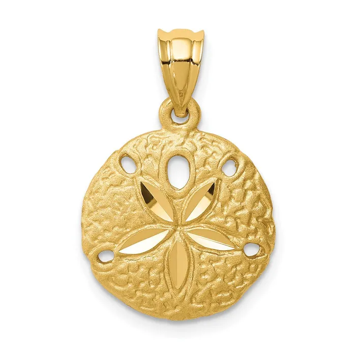 14K Brushed DiamondCut Sand Dollar Pendant TreasureFineJewelers Necklaces 14K Brushed DiamondCut Sand Dollar Pendant TreasureFineJewelers Necklaces