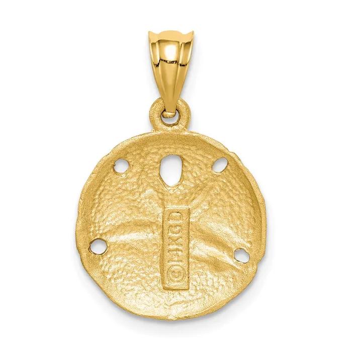 14K Brushed DiamondCut Sand Dollar Pendant TreasureFineJewelers Necklaces