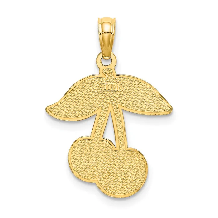 14K Cherries With Enamel Leaf Charm TreasureFineJewelers Charm Necklaces