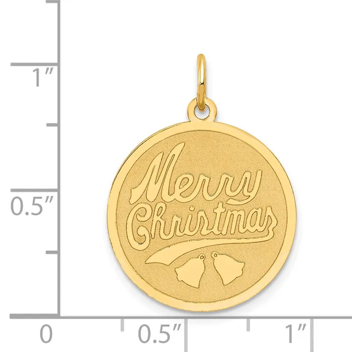 14k Merry Christmas Disc Charm TreasureFineJewelers Charm Necklaces
