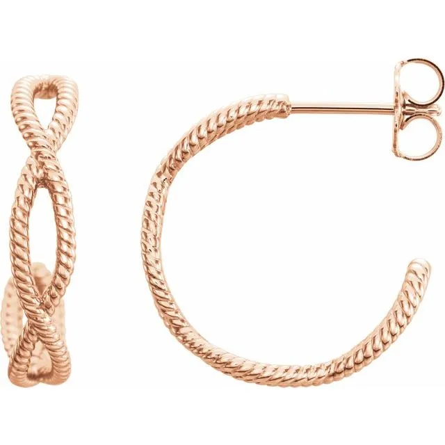 14K Rose 20x4 mm Rope Hoop Earrings TreasureFineJewelers Earrings
