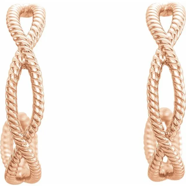 14K Rose 20x4 mm Rope Hoop Earrings TreasureFineJewelers Earrings