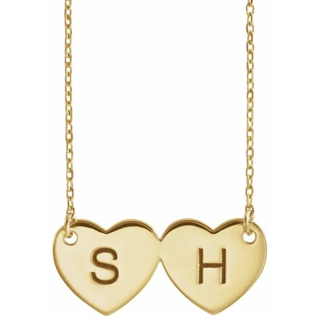 14K Rose Double Heart 17 Necklace TreasureFineJewelers Necklaces
