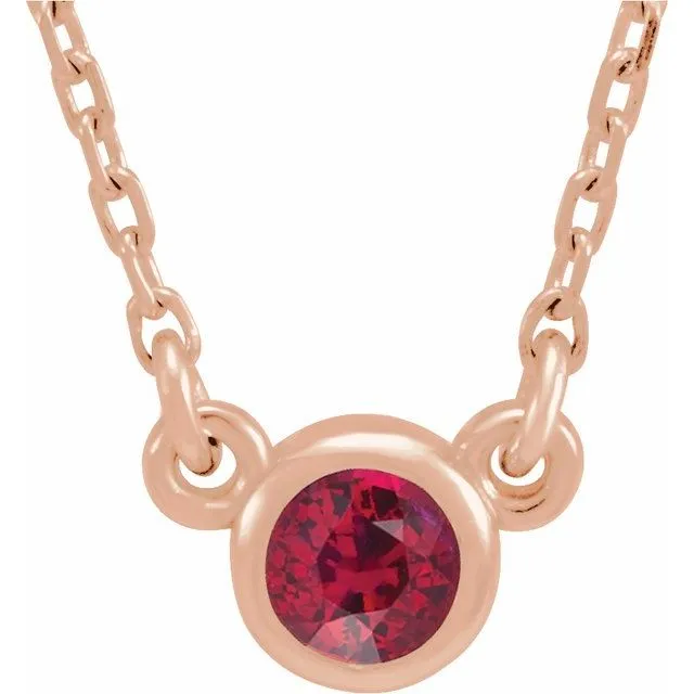 14K Rose Gold 3 mm Round Natural Ruby Solitaire 16 Necklace TreasureFineJewelers Necklaces 14K Rose Gold 3 mm Round Natural Ruby Solitaire 16 Necklace TreasureFineJewelers Necklaces