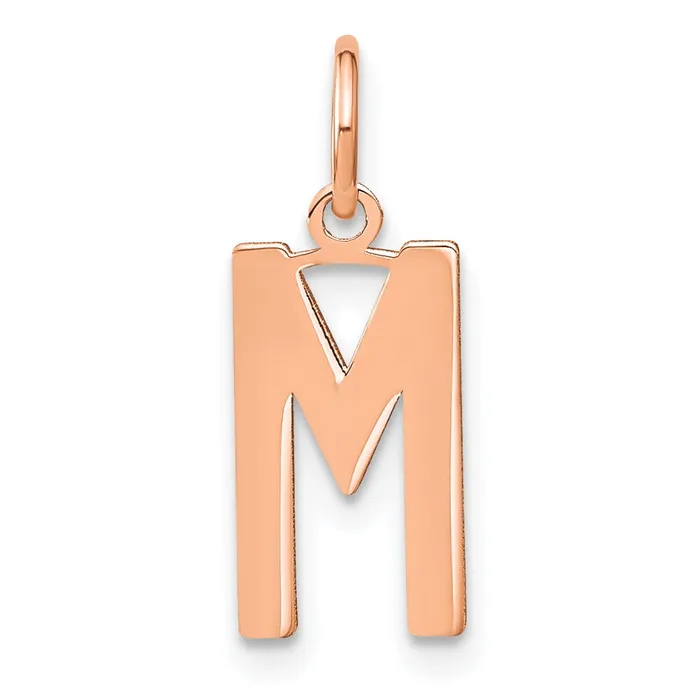 14k Rose Gold Letter M Initial Pendant TreasureFineJewelers Necklaces