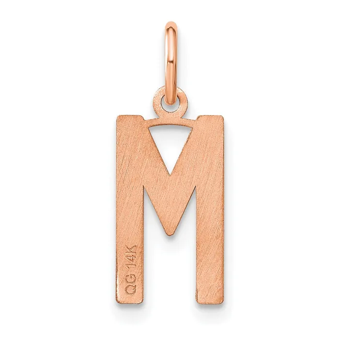 14k Rose Gold Letter M Initial Pendant TreasureFineJewelers Necklaces