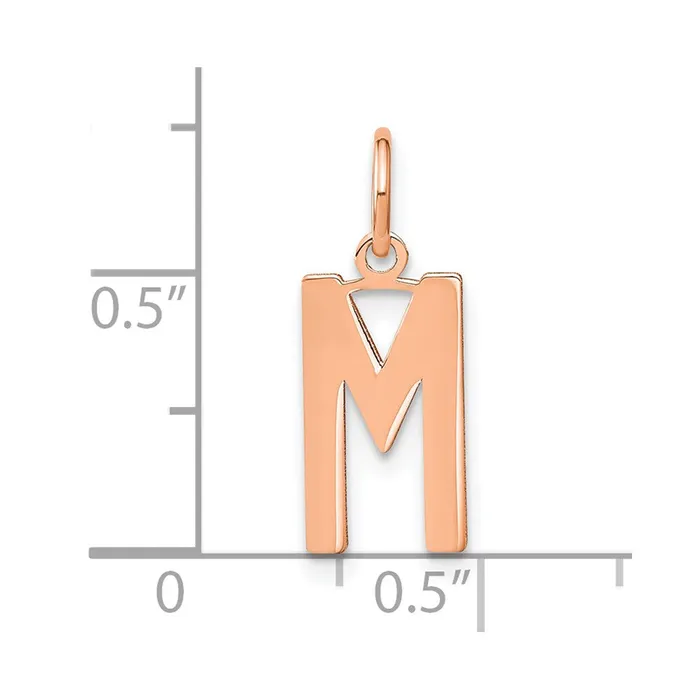 14k Rose Gold Letter M Initial Pendant TreasureFineJewelers Necklaces