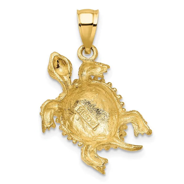 14K Sea Turtle with Tail Charm TreasureFineJewelers Charm Necklaces