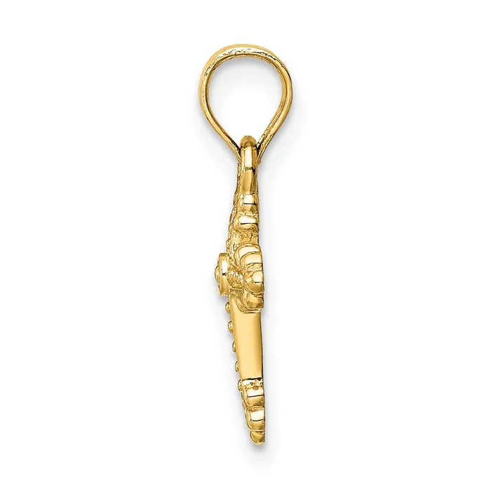 14k Tiny Budded Cross Charm TreasureFineJewelers Charm Necklaces