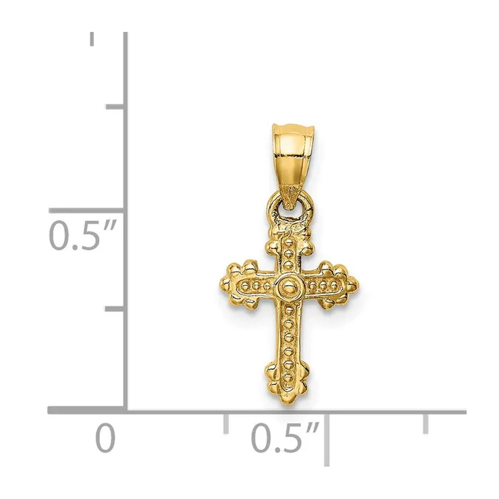 14k Tiny Budded Cross Charm TreasureFineJewelers Charm Necklaces