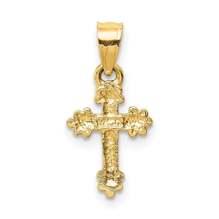 14k Tiny Budded Cross Charm TreasureFineJewelers Charm Necklaces