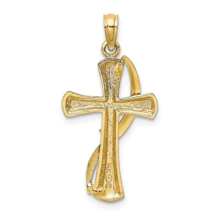 14K wRhodium Cross wDrape Charm TreasureFineJewelers Charm Necklaces