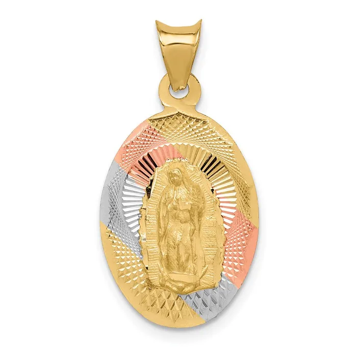 14K wRhodium DC Lady Of Guadalupe Oval Pendant TreasureFineJewelers Necklaces 14K wRhodium DC Lady Of Guadalupe Oval Pendant TreasureFineJewelers Necklaces