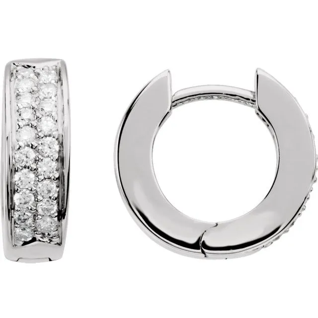14K White 13 CTW Diamond Hoop Earrings TreasureFineJewelers Earrings