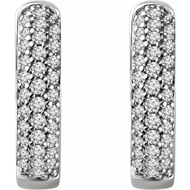 14K White 13 CTW Diamond Hoop Earrings TreasureFineJewelers Earrings