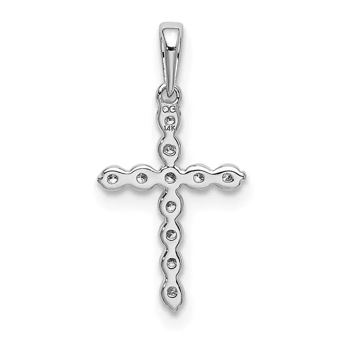 14k White Gold 110ct Diamond Cross Pendant TreasureFineJewelers Necklaces