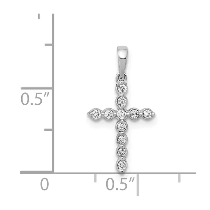 14k White Gold 110ct Diamond Cross Pendant TreasureFineJewelers Necklaces