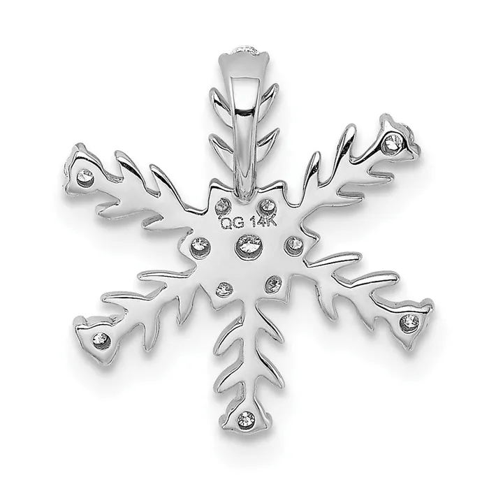 14k White Gold 15ct Diamond Snowflake Necklace TreasureFineJewelers Necklaces