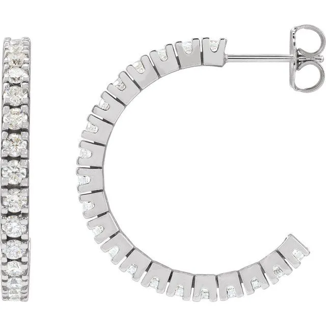 14K White Gold 247 mm 1 58 CTW Natural Diamond Hoop Earrings TreasureFineJewelers Earrings 14K White Gold 247 mm 1 58 CTW Natural Diamond Hoop Earrings TreasureFineJewelers Earrings