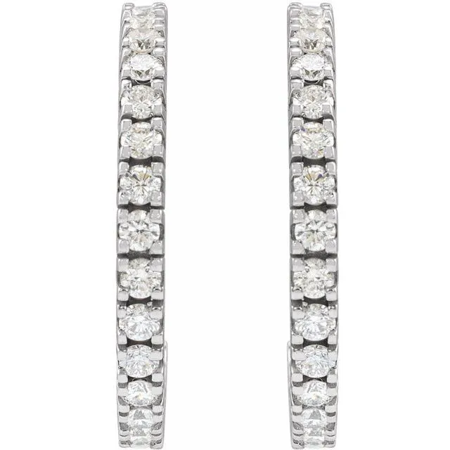 14K White Gold 247 mm 1 58 CTW Natural Diamond Hoop Earrings TreasureFineJewelers Earrings