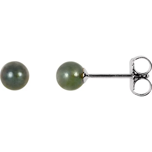 14K White Gold 4 mm Cultured Black Akoya Pearl Earrings TreasureFineJewelers Earrings 14K White Gold 4 mm Cultured Black Akoya Pearl Earrings TreasureFineJewelers Earrings